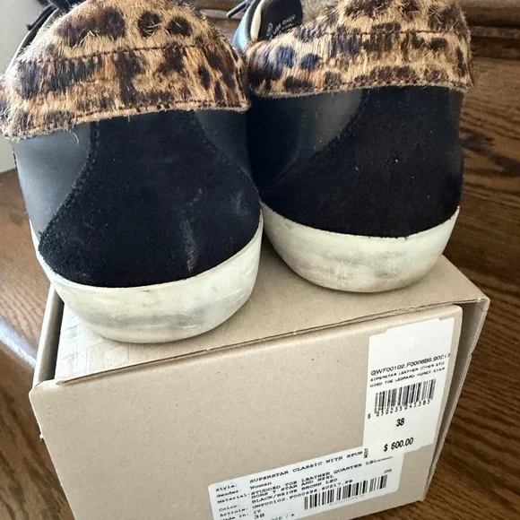 Golden Goose Superstar Gold studded toe - Black leather with leopard star - Picture 10 of 11